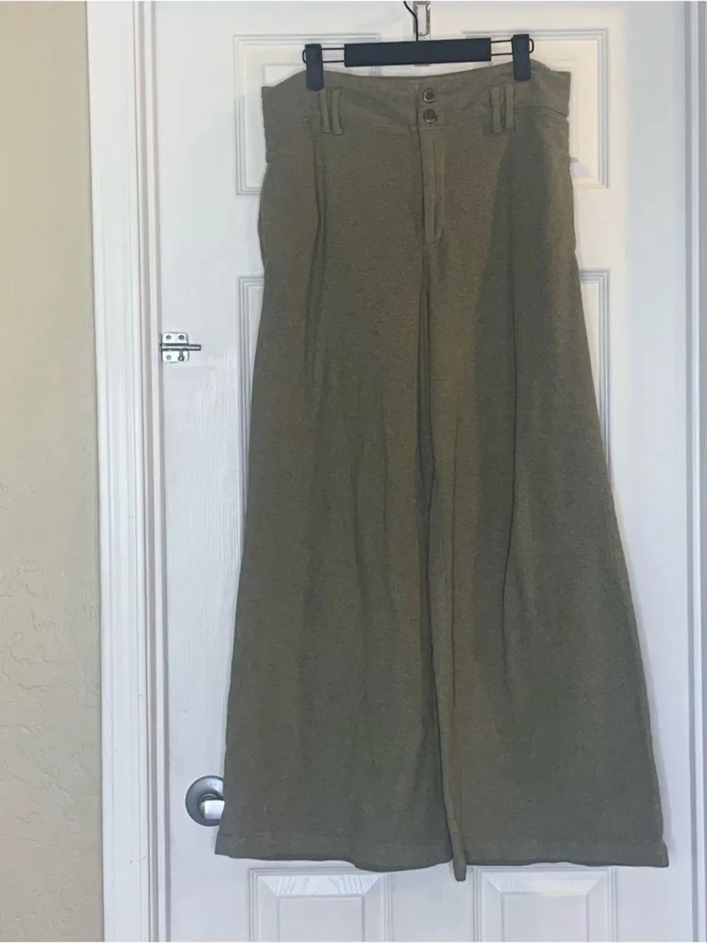 Free People Wide Leg High Rise Pants Olive Gray Size 12